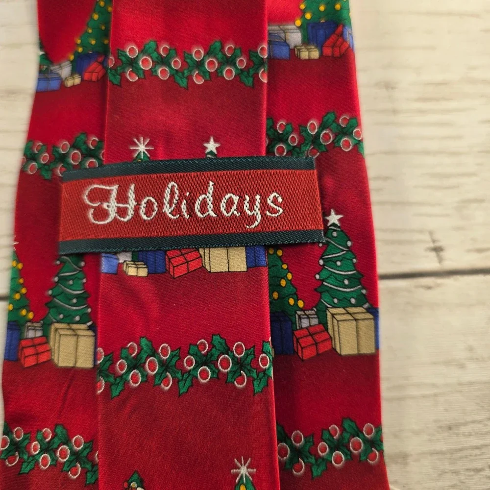 Lot of 3 Christmas Ties Towncraft Zylos‎ Red Navy Black Holiday Neckties Bundle
